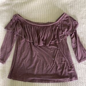 AE purple off the shoulder 3/4 sleeve top